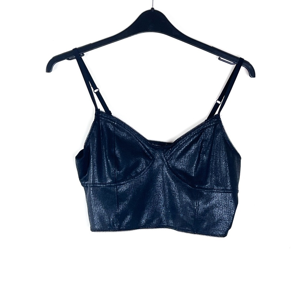NWT Express Bralette Women’s Black and Metallic Size L Adjustable Straps Bra Top